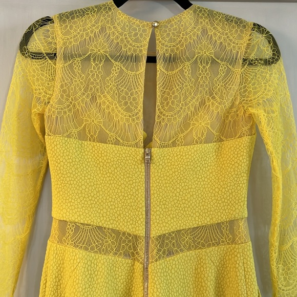 EUC yellow lace bodice fit and flare shorter dress from Three Floor. - Picture 11 of 16